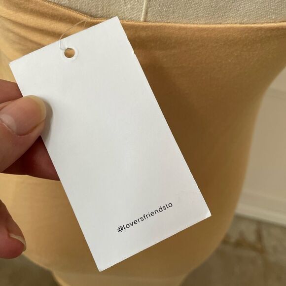 NWT Lovers + Friends KiKi Maxi Dress Tan Super Stretchy Ruched M - Picture 10 of 11